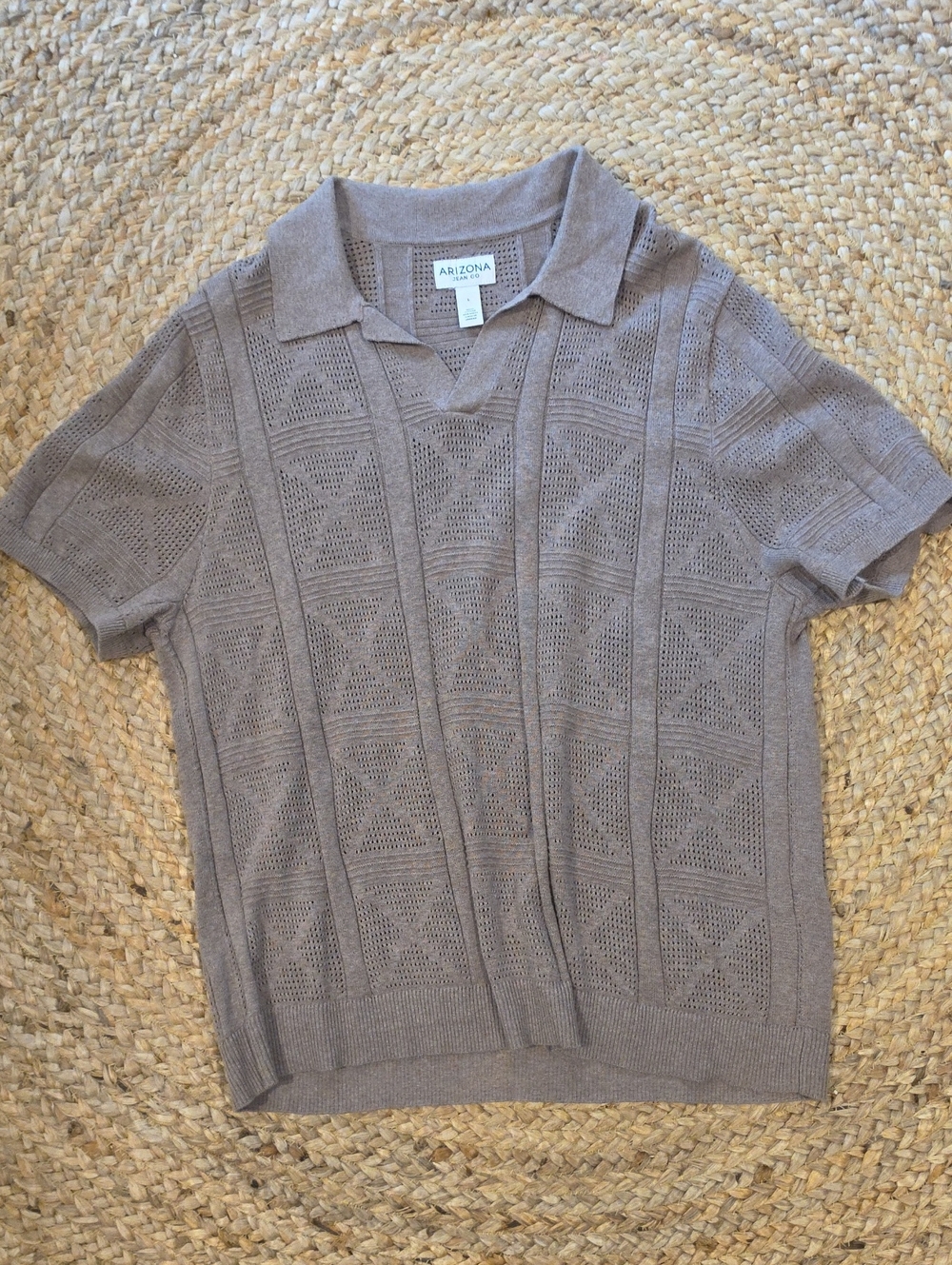 Arizona Jean Company Short-Sleeve Knit Polo - Taupe Brown